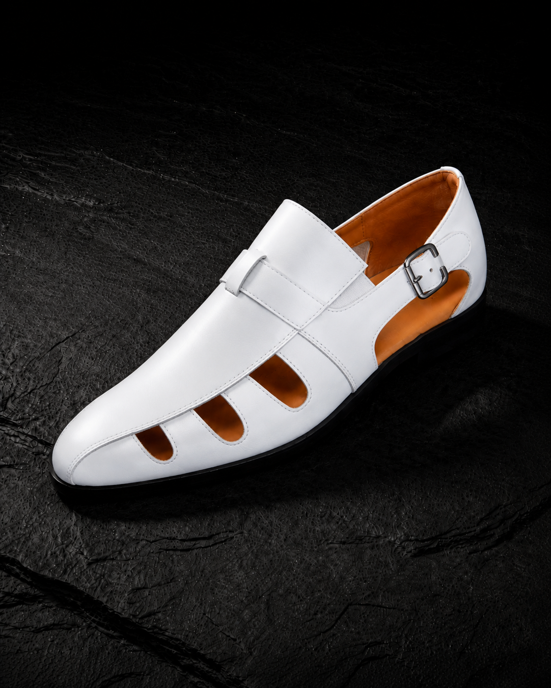 Męskie półbuty monk strap z klamrą i bocznymi wycięciami