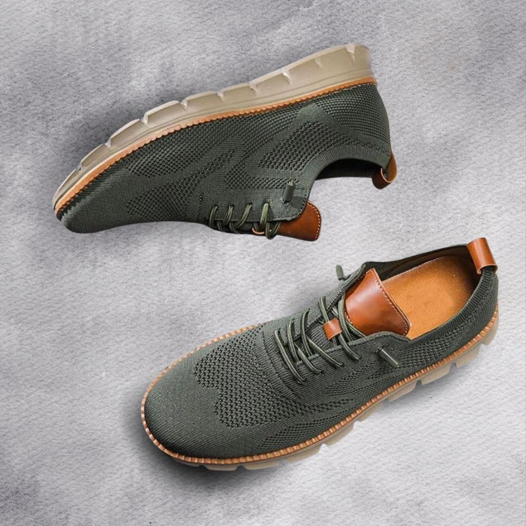 Męskie sneakersy na sznurówki z teksturowaną cholewką i białą profilowaną podeszwą
