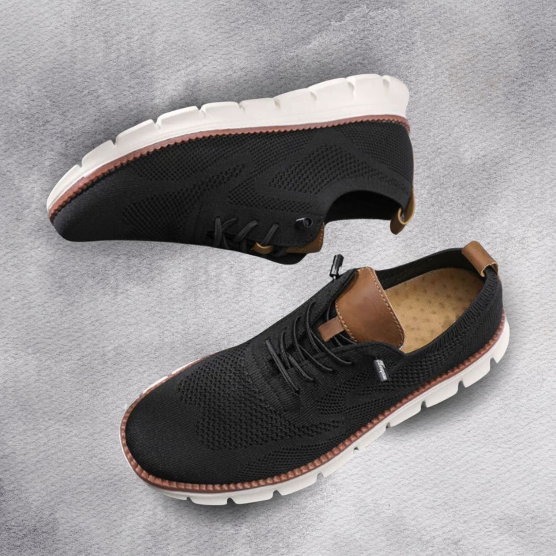 Męskie sneakersy na sznurówki z teksturowaną cholewką i białą profilowaną podeszwą