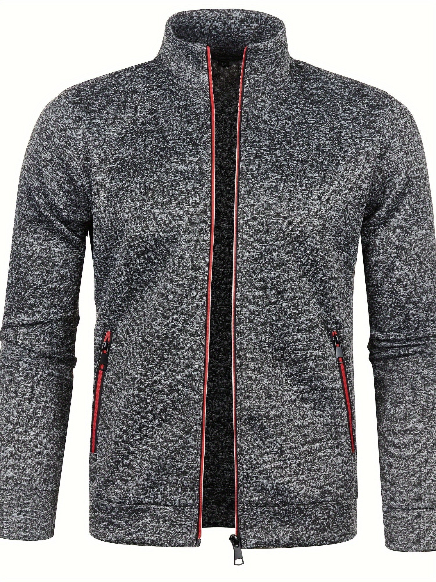 Męska kurtka z wysokim kołnierzem, zamkiem i kontrastowymi kieszeniami