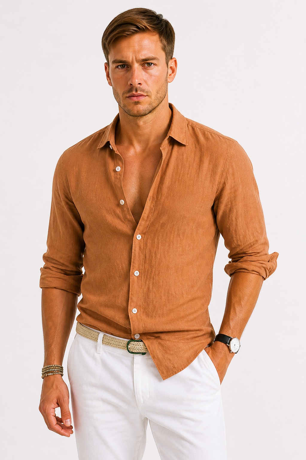 Męska koszula slim fit z klasycznym kołnierzykiem i długim rękawem