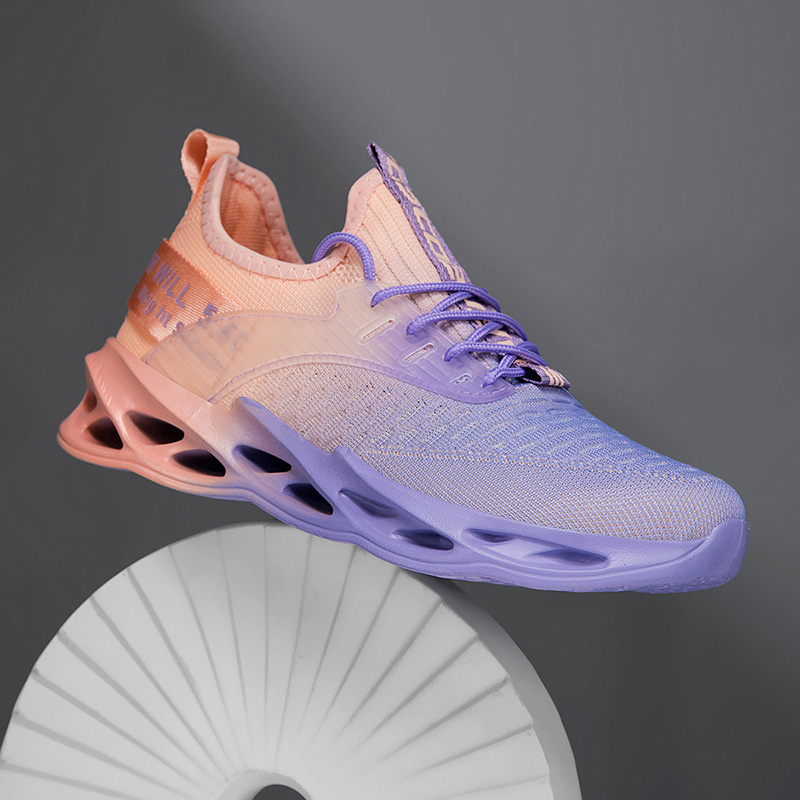 Damskie sneakersy sportowe na sznurówki z profilowaną podeszwą