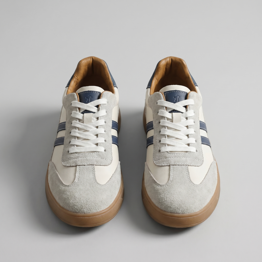 Męskie sneakersy retro z paskami, sznurowaniem i płaską podeszwą