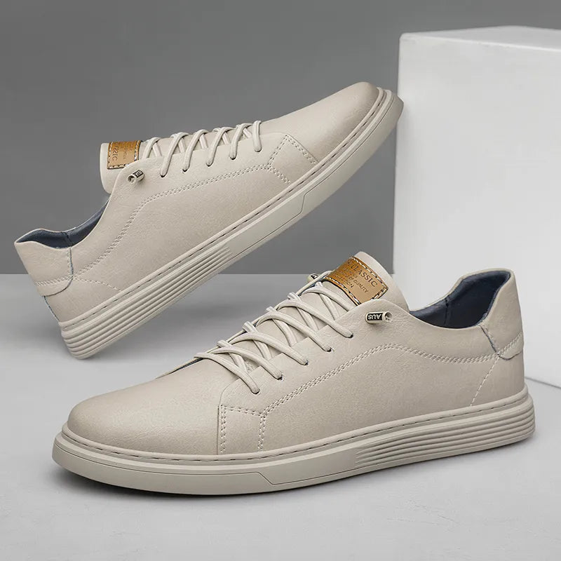 Niskie męskie sneakersy sznurowane z jasną podeszwą